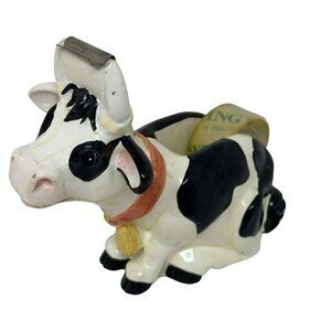 VTG Cow Tape Dispenser Cute Novelty Desk Accessory Office Decor 4.5"x5.25" White